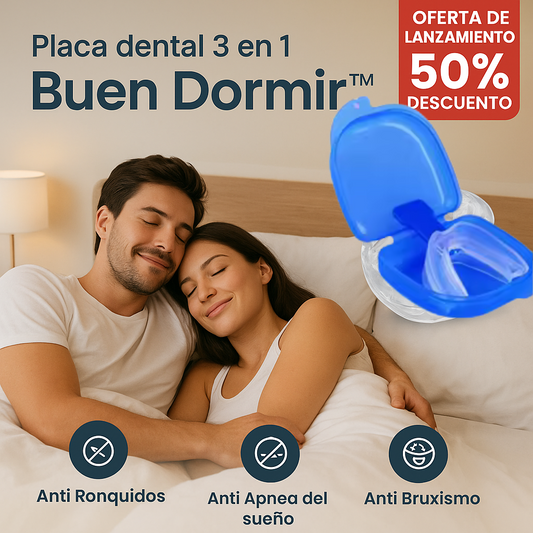Placa Dental 3 en 1 Buen Dormir™ Anti Ronquido, Anti Apnea, Anti Bruxismo