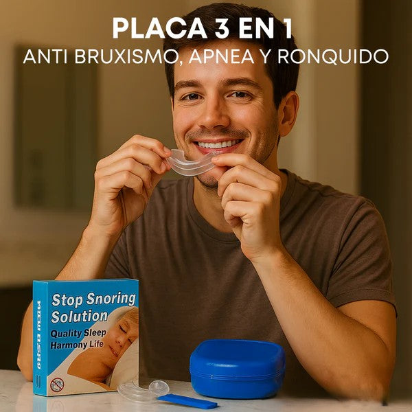 Placa Dental 3 en 1 Buen Dormir™ Anti Ronquido, Anti Apnea, Anti Bruxismo